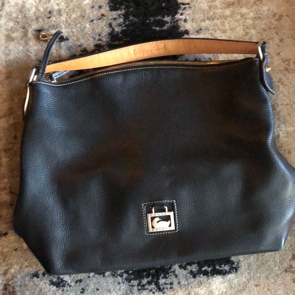 Black leather Dooney and Bourke hobo bag.